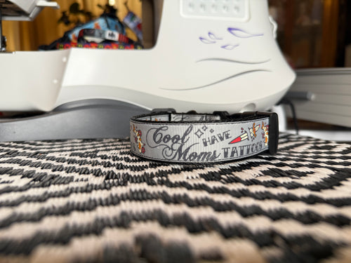 Cool Mom Tattoo Dog Collar - Traditional Tattoo Style Pet Accessory - Handmade Edgy Dog Collar with Flash Art Print - Mother's Day Pet Gift