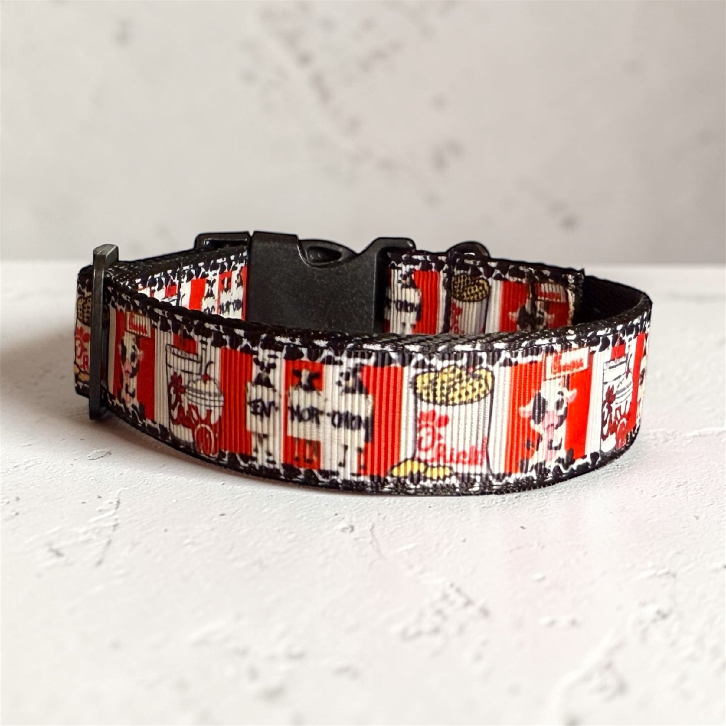 Chick-fil-A Inspired Dog Collar | Red and White Cow Pattern Pet Collar | Funny Fast Food Dog Accessory