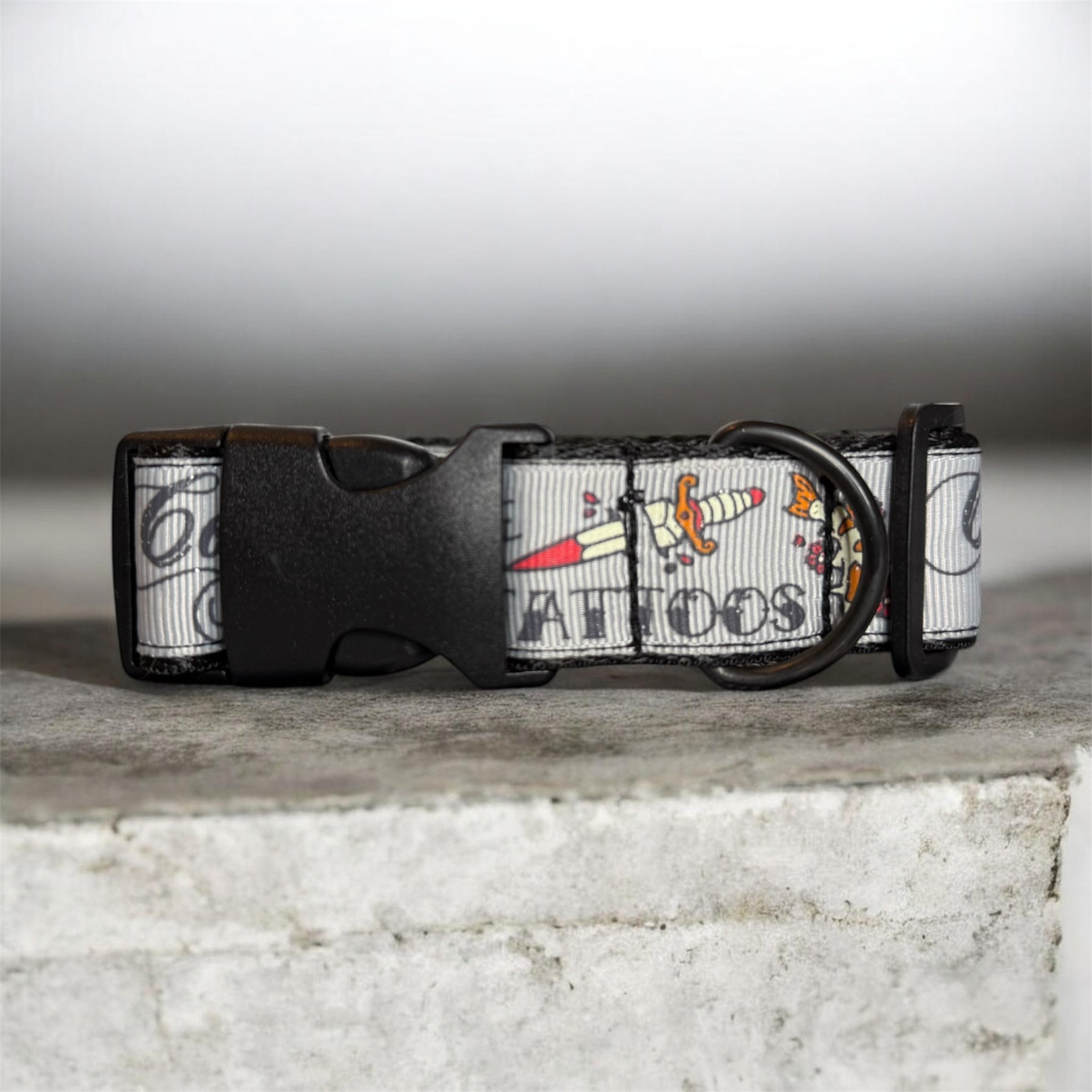 Cool Mom Tattoo Dog Collar - Traditional Tattoo Style Pet Accessory - Handmade Edgy Dog Collar with Flash Art Print - Mother's Day Pet Gift
