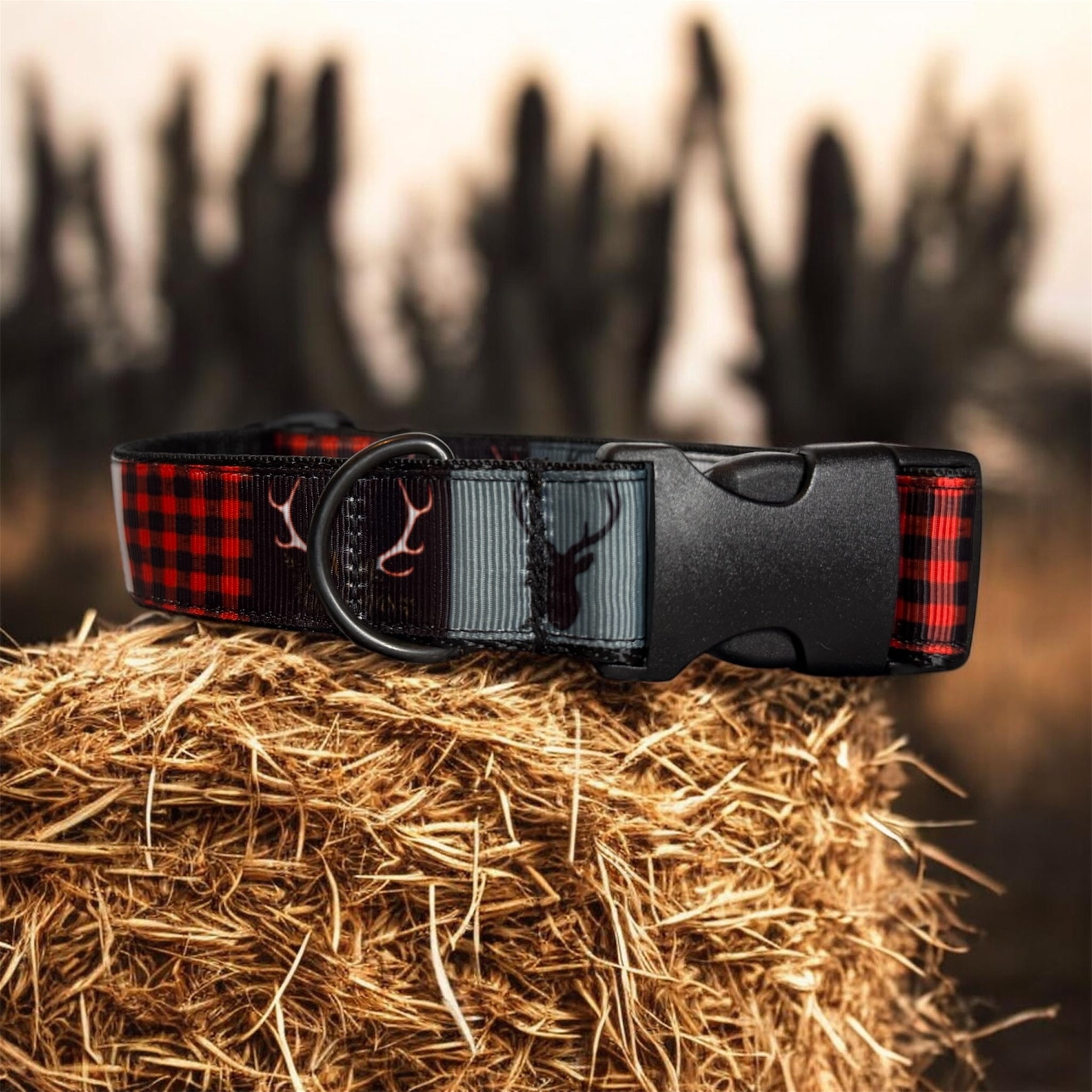 Rustic Cabin Dog Collar - Pine Tree and Mountain Pattern Pet Accessory - Handmade Country Forest Dog Collar - Woodland Lodge Puppy Gear